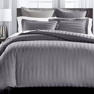 Charter Club Damask Stripe 3 Piece King Duvet Set Granite Grey